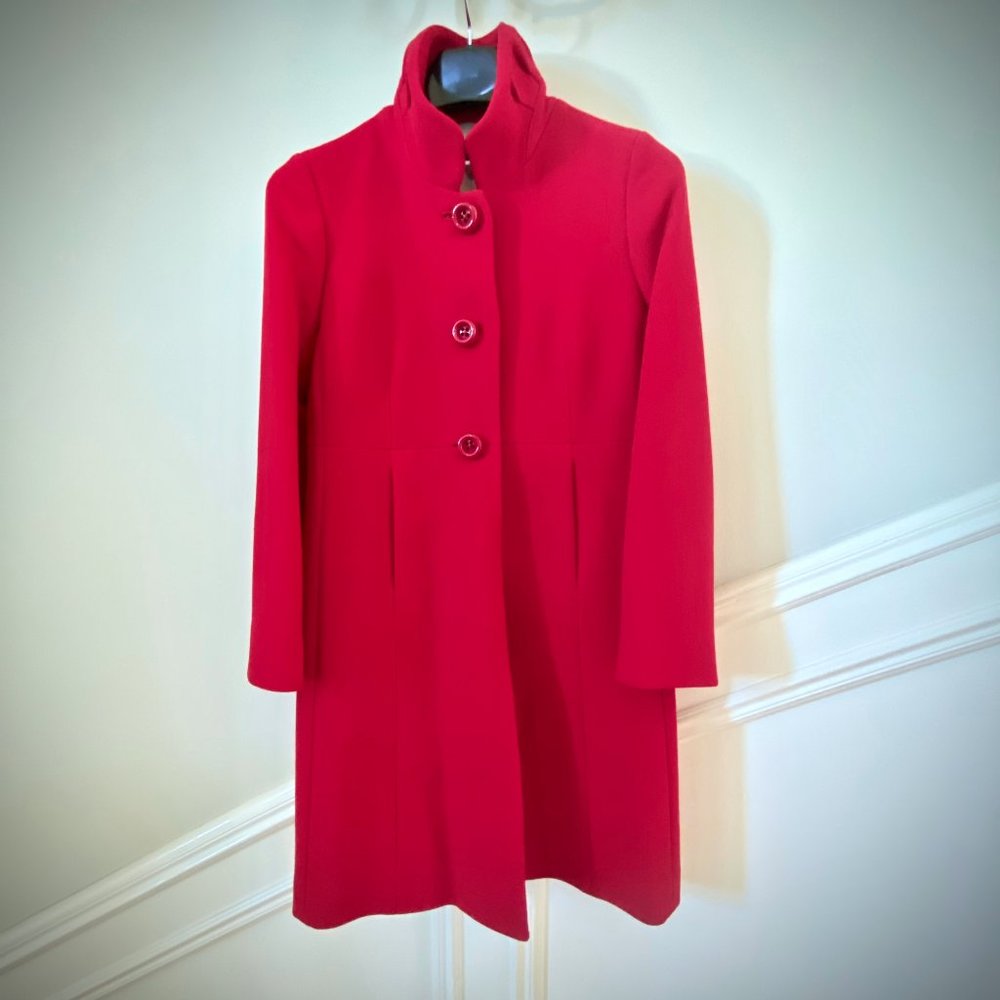 🍁 J.Crew Red Wool Sybil Coat Size 6 - Picture 2 of 13